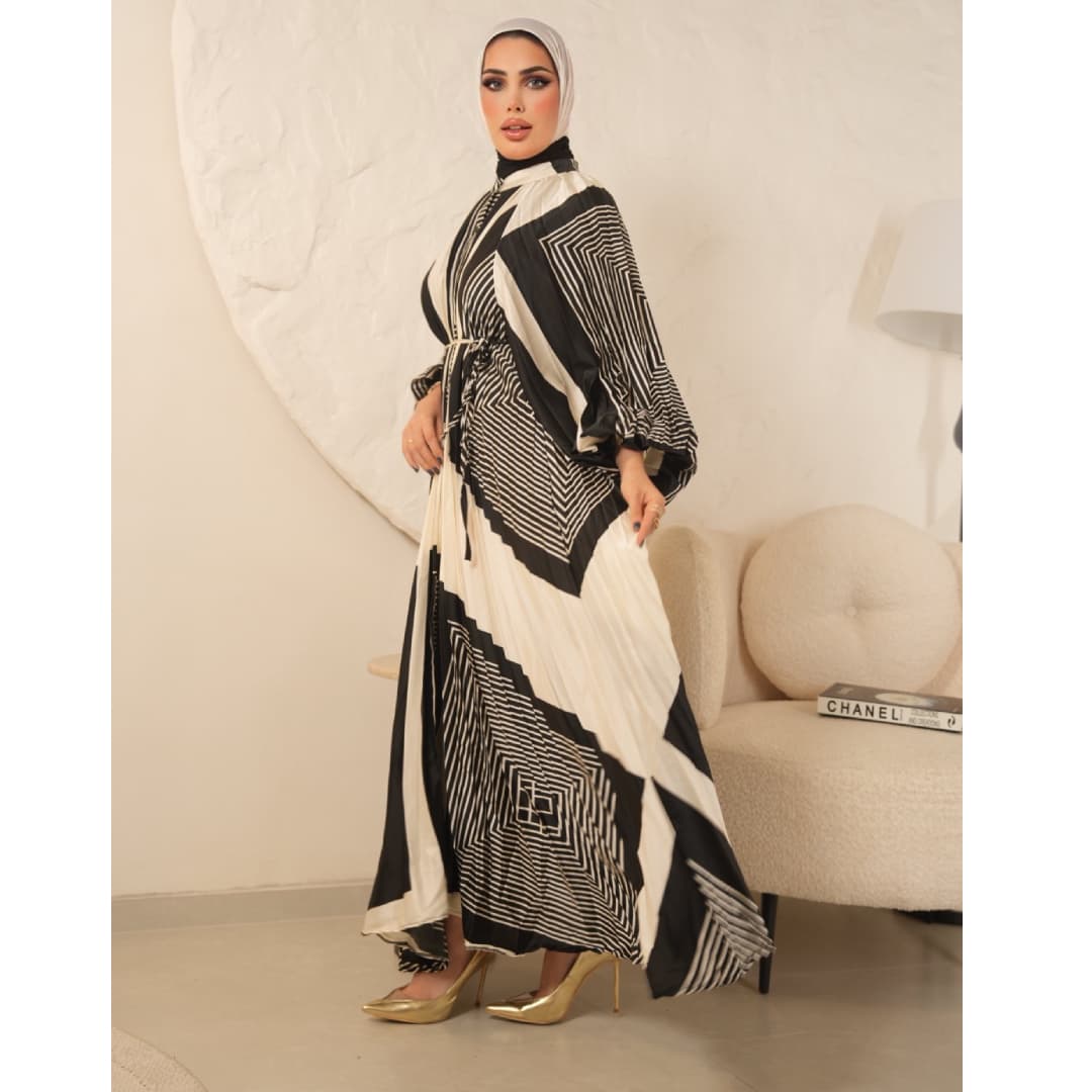 MALKA paltted dress - Black&White — 3