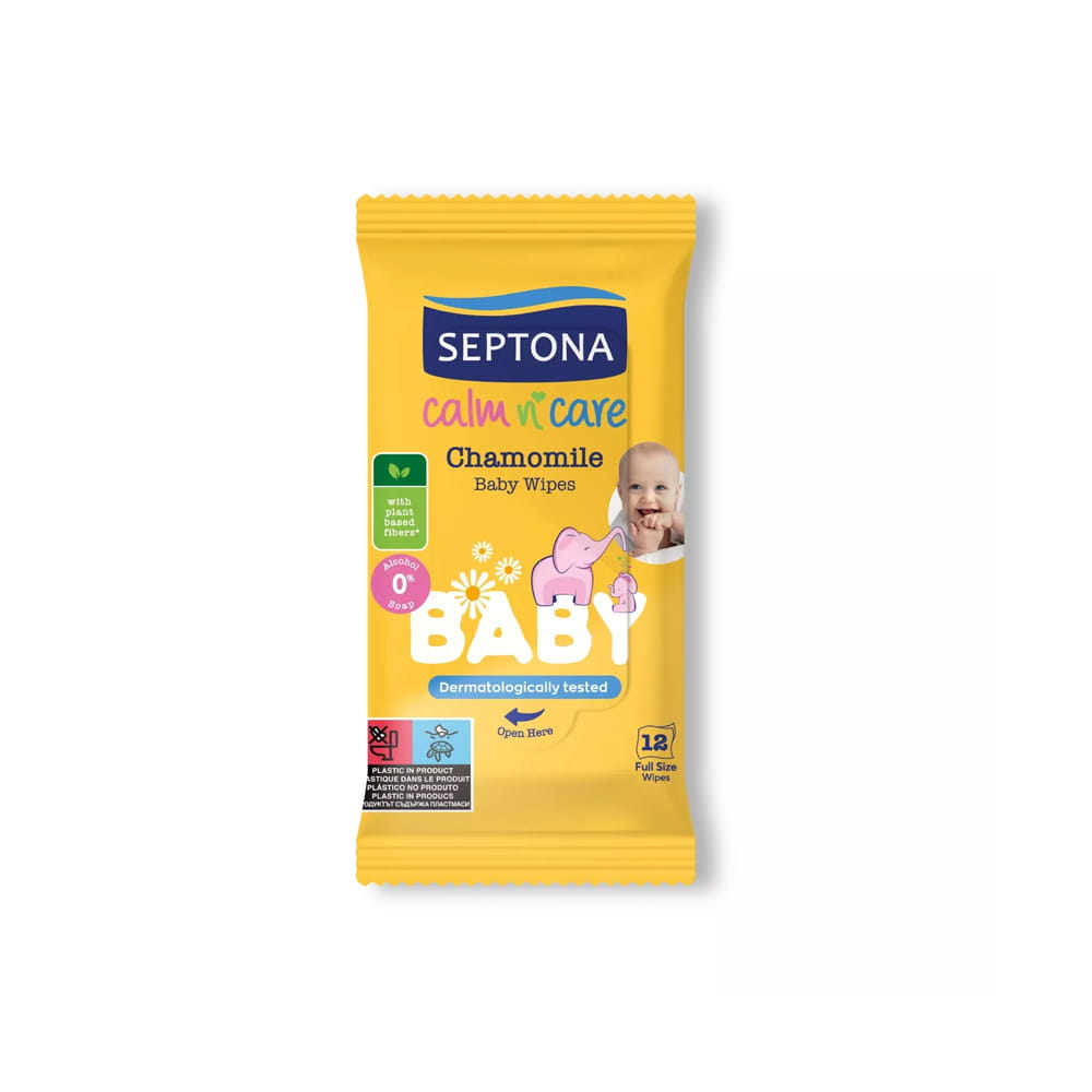 سيبتونا مناديل Septona Calm N’Care Chamomile للأطفال، 12 منديلًا